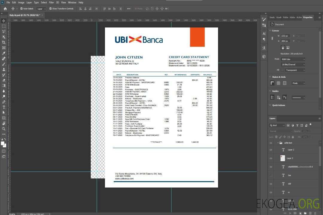 Italie UBI BANCA template